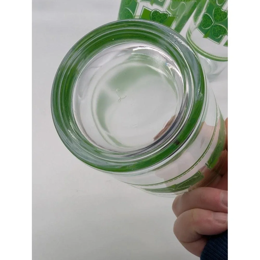 6 Set Vintage Libbey 16oz Shamrock Glasses St Patricks Day Clover Green Tumbler